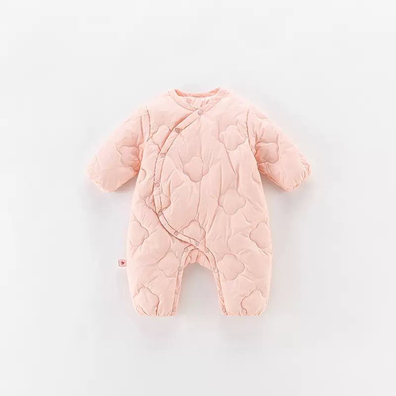 新生儿居家羽绒服冬季婴儿白鸭绒连体衣外出爬服冬装可爱轻薄哈衣