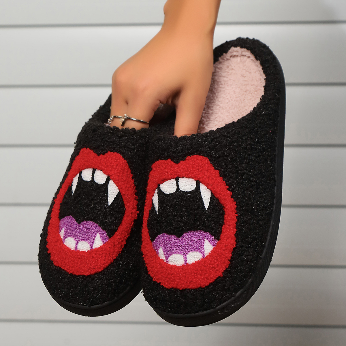 秋冬季女拖鞋保暖爱心冬棉拖鞋女室内家居家彩虹毛绒情侣拖鞋加绒