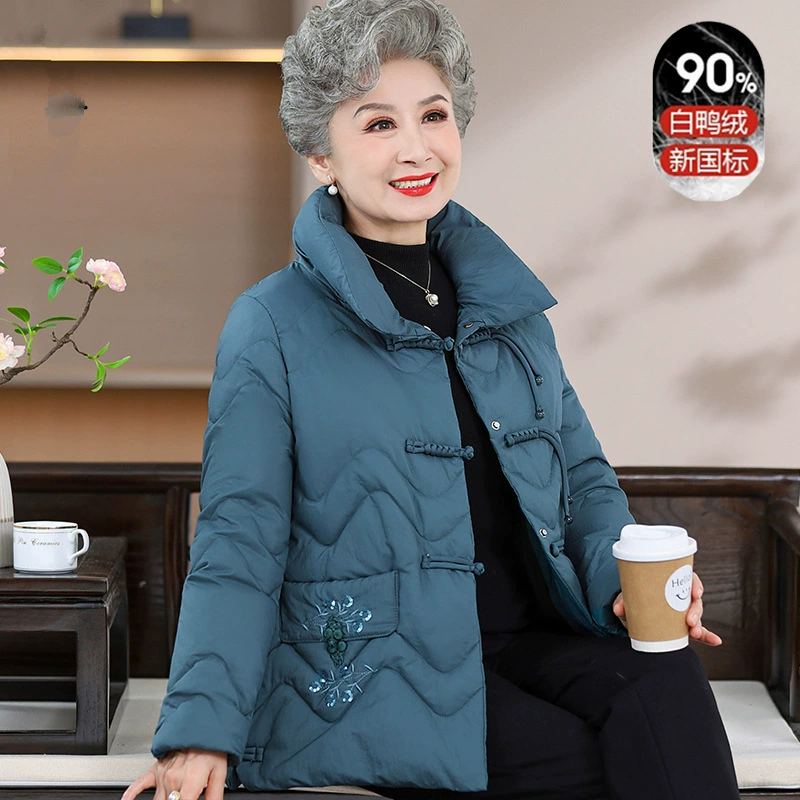Пуховик среднего и пожилого возраста женская короткая мама зимняя куртка пожилая женщина хлопковая куртка толстая бабушка хлопковая куртка