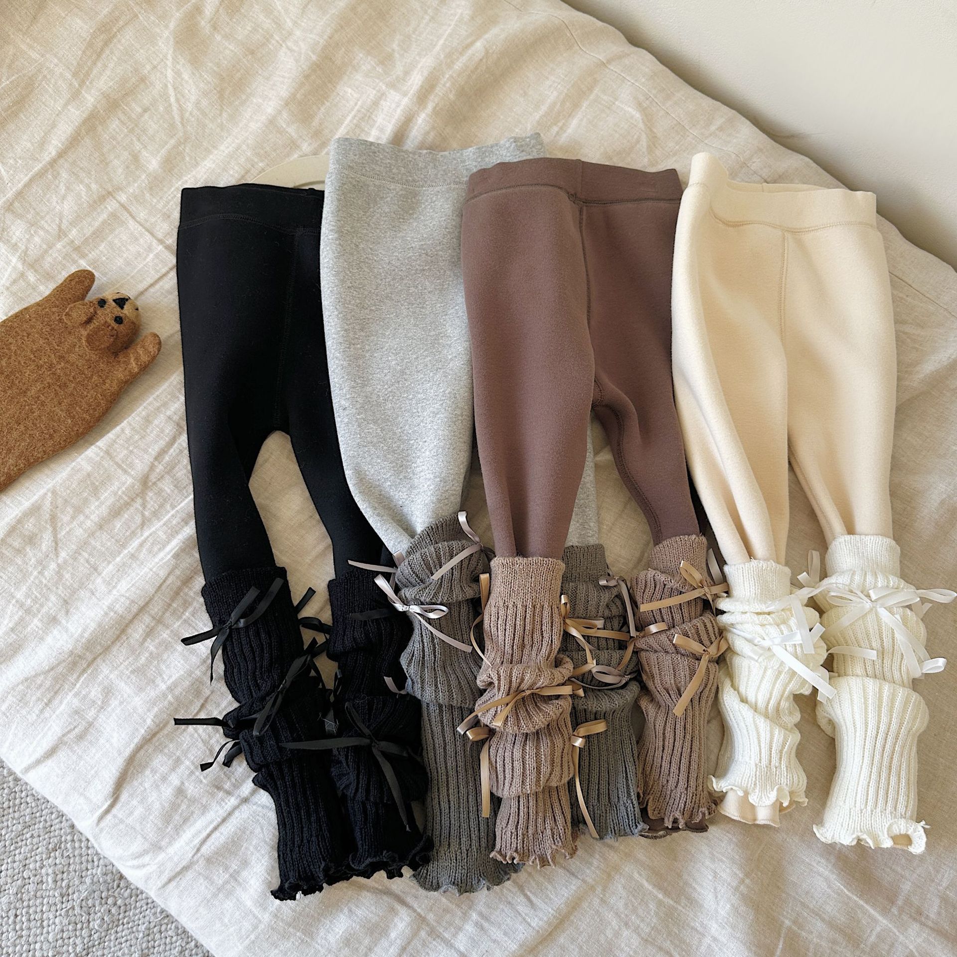 Liquidación: Leggings de invierno para niñas con forro polar integrado, calcetines para niños, medias para niñas, pantalones para bebés.
