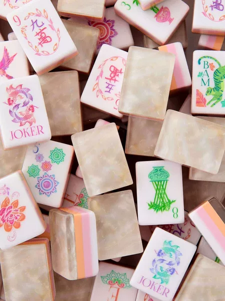 (24-Hour Direct Delivery from Stock) Supplying Foreign Trade American-Style Mahjong Tiles with Pink Pearl Powder and Internal Printing on Acrylic