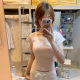 Pink V-neck Sweater Short-sleeved T-shirt Women's Summer 2025 New Slim-fit Slimming High-end Sense Chic All-match Top