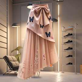 洋气复古裙子2025春秋新款设计感小众收腰漂亮时尚半身裙拼接设计