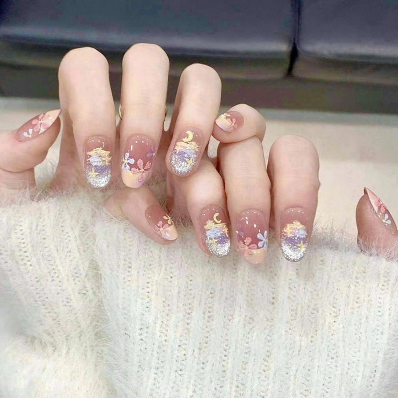 [Oil Painting Love Poem] Explosions Spring Birds Flowers Blush Cat's Eye White Short Hand-worn Armor Wholesale