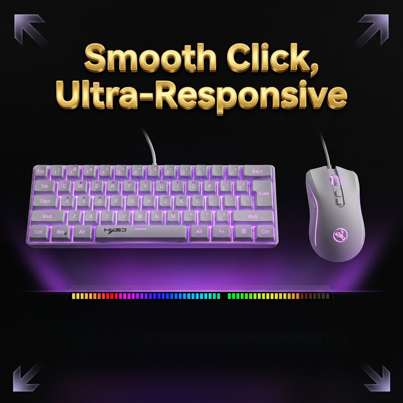60% Layout Rgb Luminous Keyboard and Mouse Set, Wired Gaming and Office Keyboard and Mouse, 61-Key Ultra-Thin Portable E-Sports Keyboard and Mouse 60% Layout Rgb Luminous Keyboard and Mouse Set, Wired Gaming and Office Keyboard and Mouse, 61-Key Ultra-Thin Portable E-Sports Keyboard and Mouse