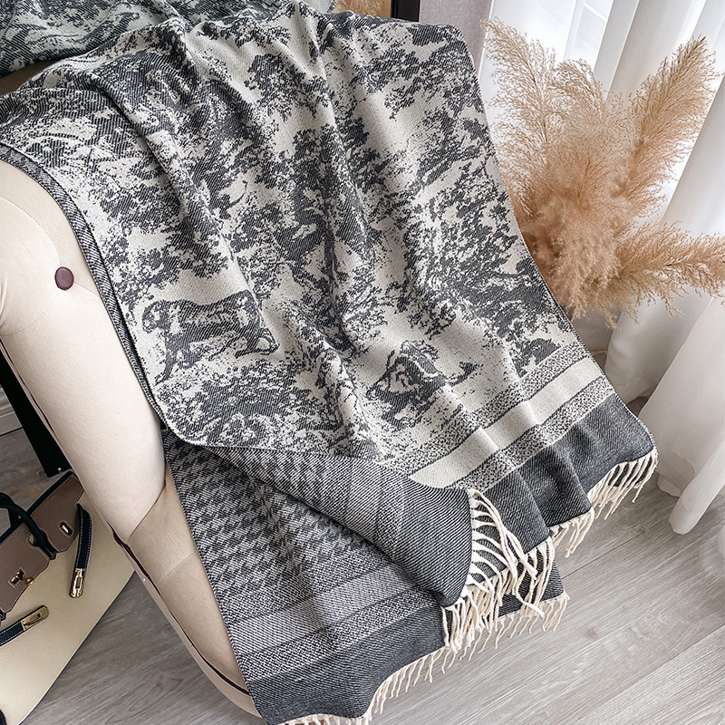 2023 Autunno e Inverno Nuova Imitazione Sciarpa di Cashmere Moda Donna Versatile Scialle Caldo a doppia faccia Mille Uccelli_voghion.com