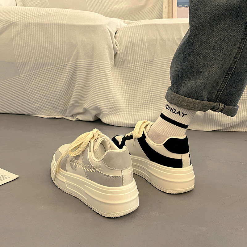 Casual Shoes Women's Platform Trainers Versatile White Sneakers_voghion.com