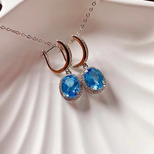 Topaz Earrings S925 Silver Earrings Women's Earrings Classic Accessible Luxury Seiko Colorful Treasure Live Broadcast Wholesale Jewelry