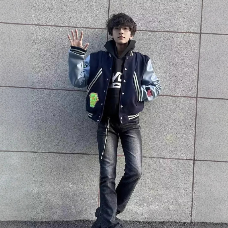 New Kiko Original Patchwork Baseball Jacket High Street Limited Edition Embroidered Casual Student Versatile Jacket for Men and Women