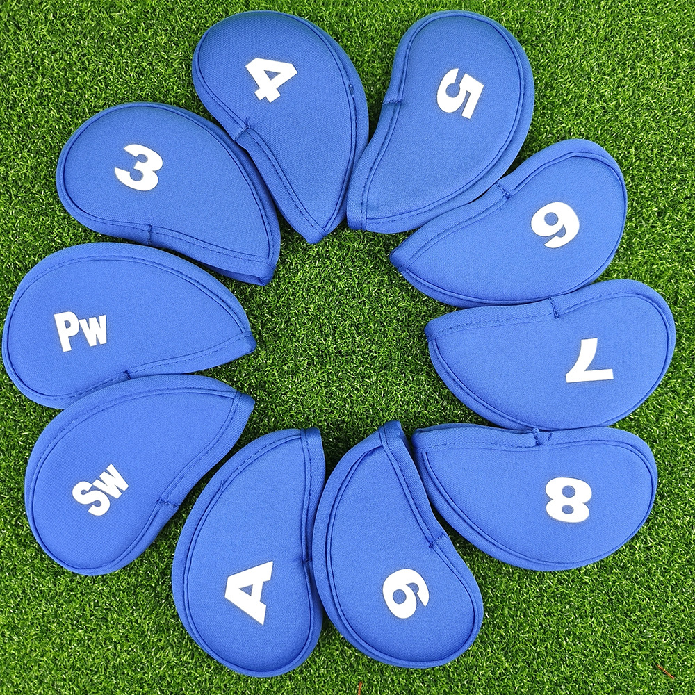 10 piezas/juego de juego de palos de golf, cubierta protectora de palos, cubierta de hierro simple digital, cubierta de gorra de bola de tela