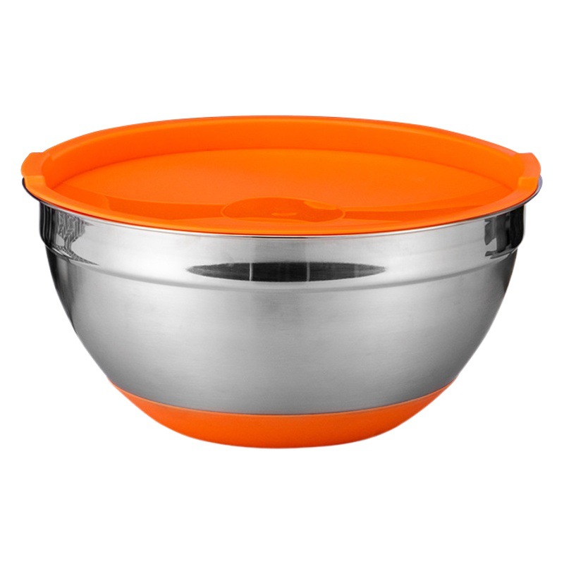 Acero inoxidable 201 ensaladera de silicona traje cubierta a prueba de salpicaduras cuenca de sopa fondo de silicona vajilla tazón condimento Cuenca para hornear suministros