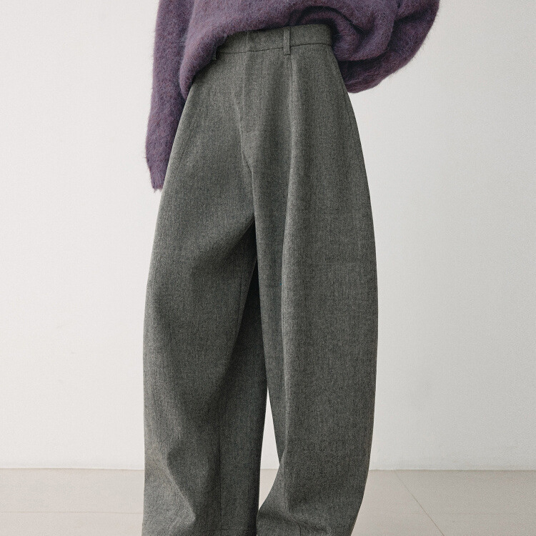 Restaurant Have/Rice Starfruit Pants Wool Color-Blocked Knitted Base Autumn/Winter Oversized Casual Pants for Women
