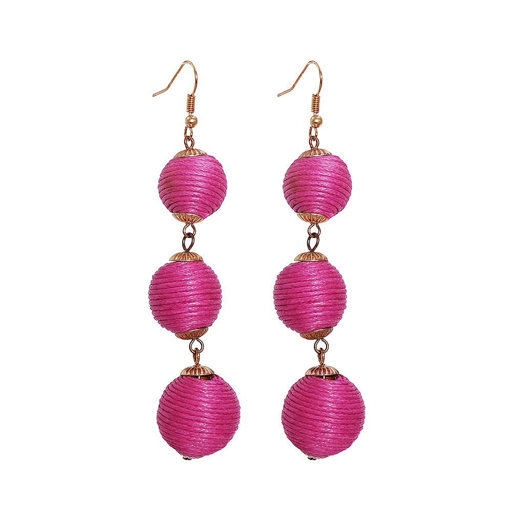 50006 New Cross-Border Bohemian Ethnic Earrings Winding Ball Earrings Wax Ball Earrings Factory Dire