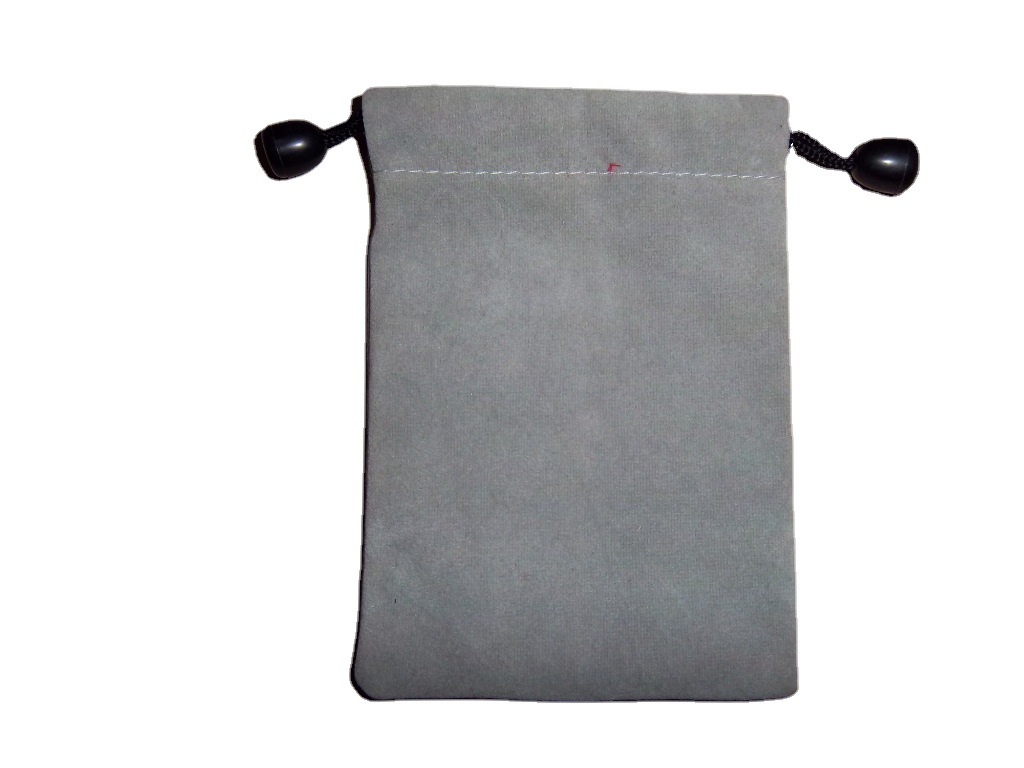 灰色红色绒布袋拉绳束口包装袋