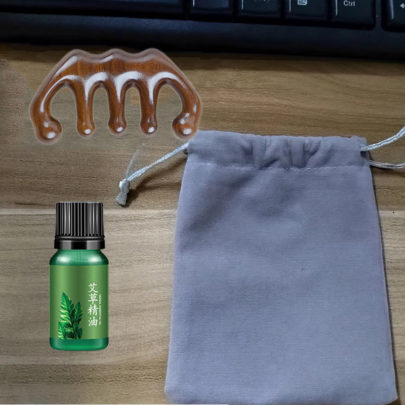 Entrega de una sola pieza peine de masaje de sándalo dorado peine de masaje de cabeza Meridiana peine de sándalo de cinco dientes al por mayor suministro directo de fábrica