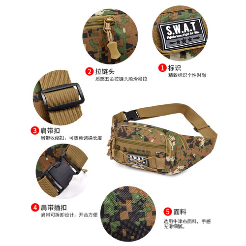 Men's Outdoor Camouflage Utility Waist Bag, Multi-functional Cash Waist Bag, Large Capacity Outdoor Crossbody Running Fitness Waist Bag