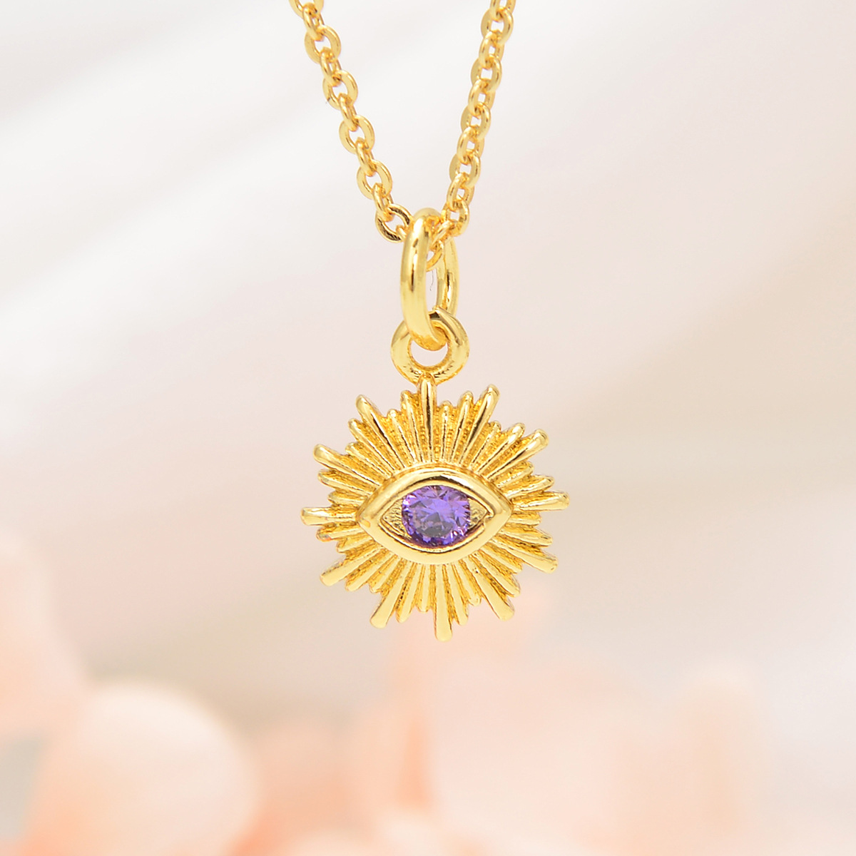 Women's Gender Copper Inlay Color Block Rhinestones Pendant Necklace
