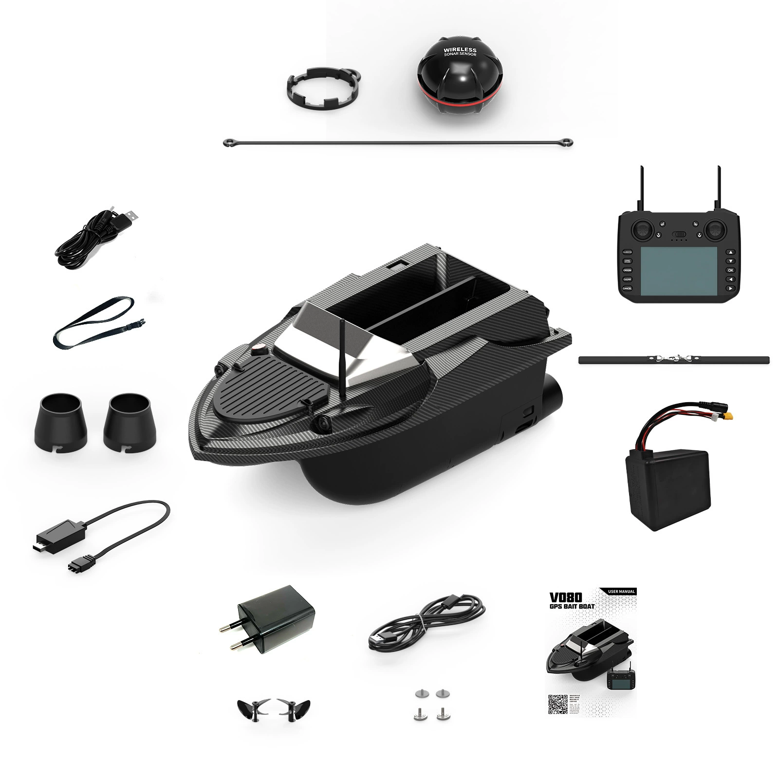 Оригинальный аксессуар V080 гнездовая лодка для исследования рыбы с моторным рулевым блоком Специальный аккумулятор корпус зарядное устройство пульт дистанционного управления