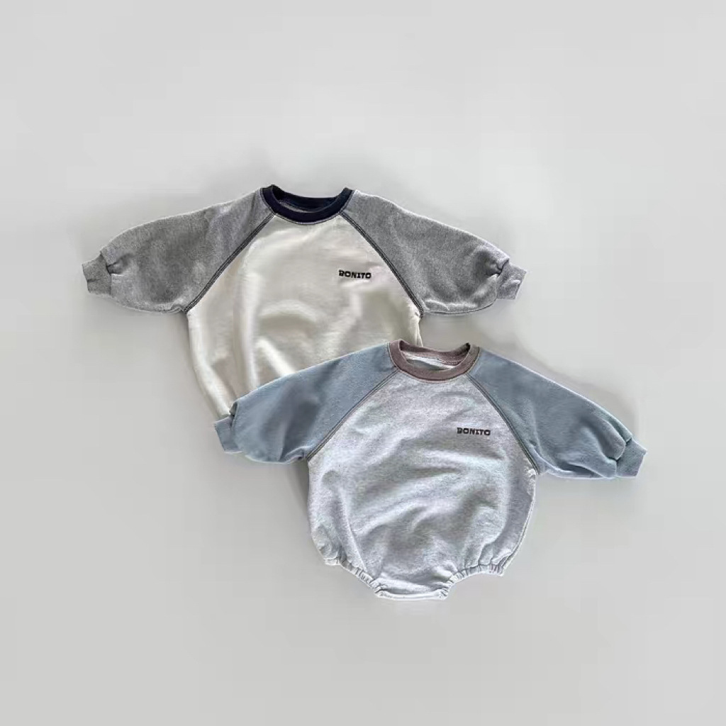 Korean Style Ins Spliced ​​Sleeve Jumpsuit Spring and Autum Baby Clothes Cute Infant Autum Clothing Triangle Romper