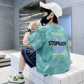 棉质童装男女短袖t恤夏季新款扎染印花潮儿童宝宝半袖上衣中小童