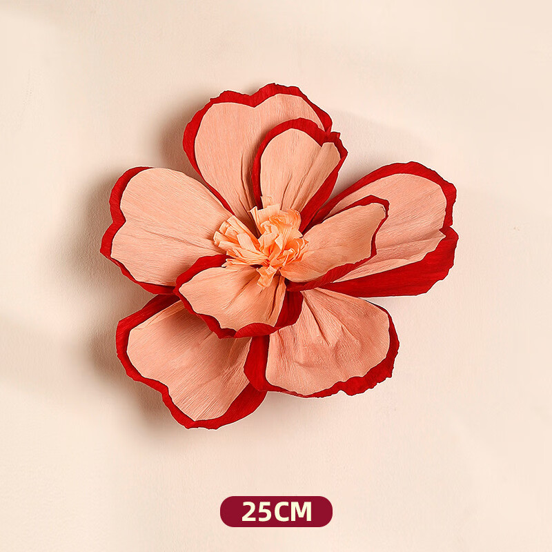 Flores arrugadas de doble capa - melocotón 25cm (con gancho)