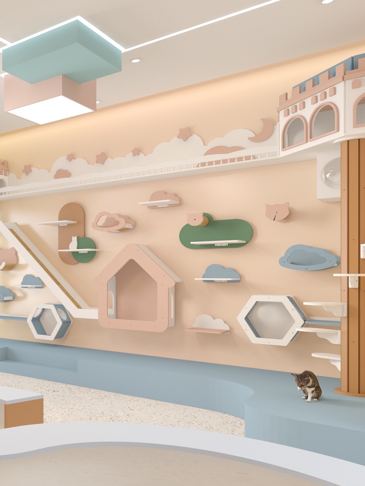 Aerial cat climbing frame combination diy jumping platform Cat Palace material sun-drying cat Wall cat nest Aerial Corridor