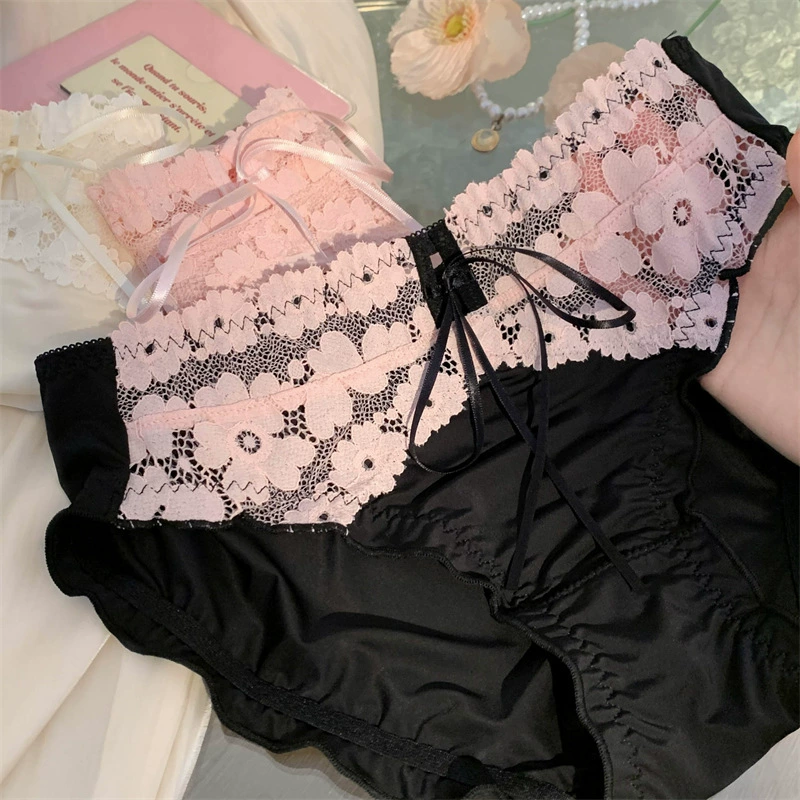 Туманная роза ~ Девочки sexy чисто черный розовый милый кружевной нижнее женское белье 2025 новый стиль