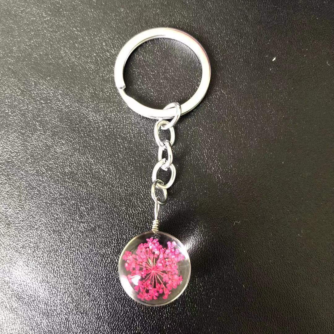18g Weight Keychain Classification 1 Piece Quantity Holiday, Banquet, Daily Occasion Glass Material Floral Pattern Unisex Gender Pastoral Style Pastoral Floral Glass Unisex Keychain 6