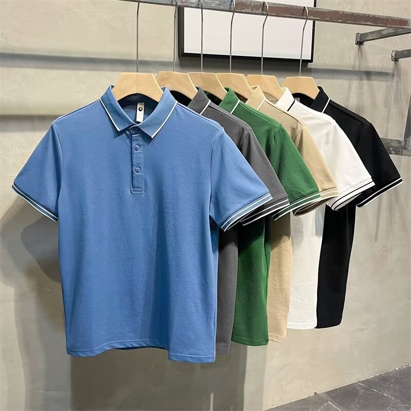 Camisas de manga corta con solapa, camisetas de verano de moda para hombres, camisetas coreanas delgadas, nuevas camisetas de polo de estilo universal.