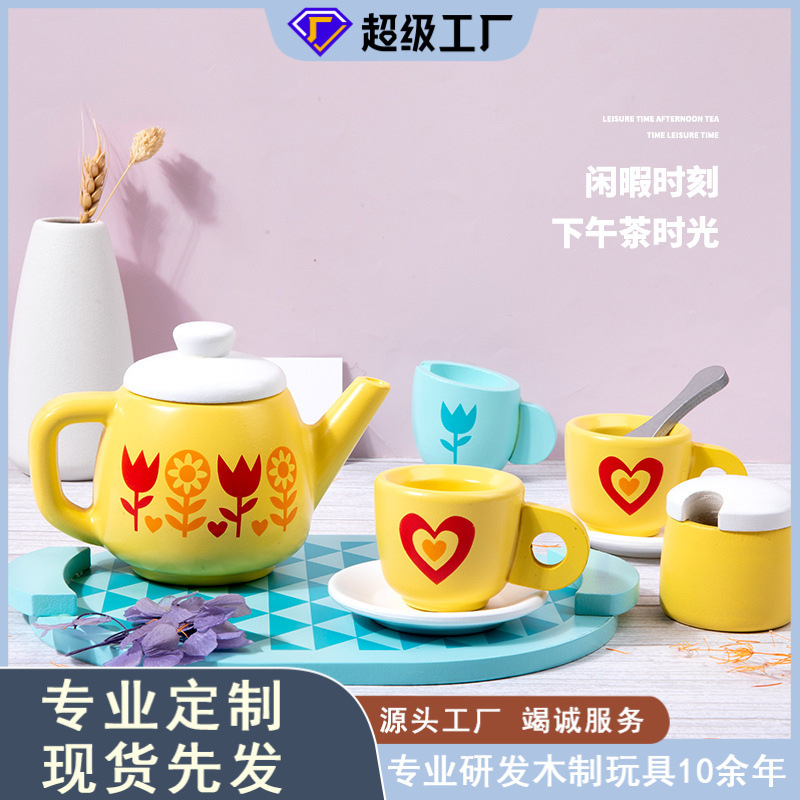 Educación temprana simulación educativa juego de té de la tarde cocina de las niñas mini taza de té juguetes de madera para niños