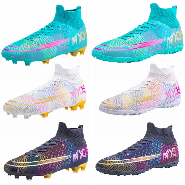 Transfronterizo zapatos de fútbol de uñas rotas de largo alto-Top Plus tamaño cómodo transpirable césped artificial suave absorción de choque moda hombres y mujeres de entrenamiento