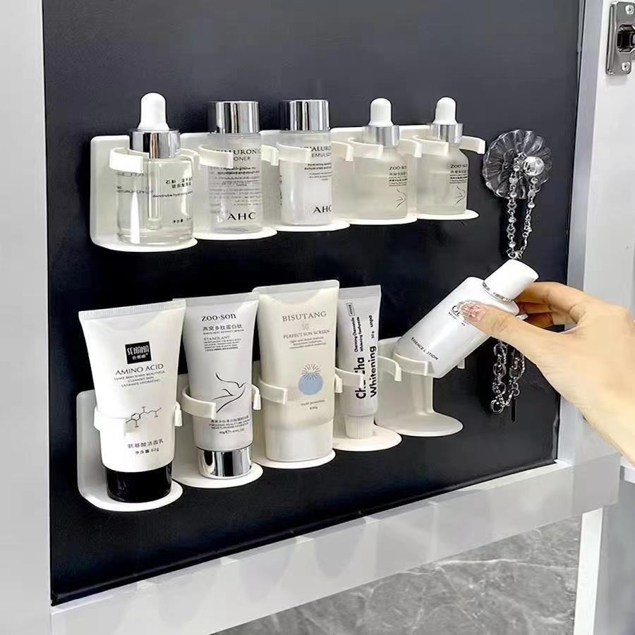 No-Punch Mirror Cabinet Row Storage Rack Bathroom Artifact Storage Cosmetics and Skin Care Products