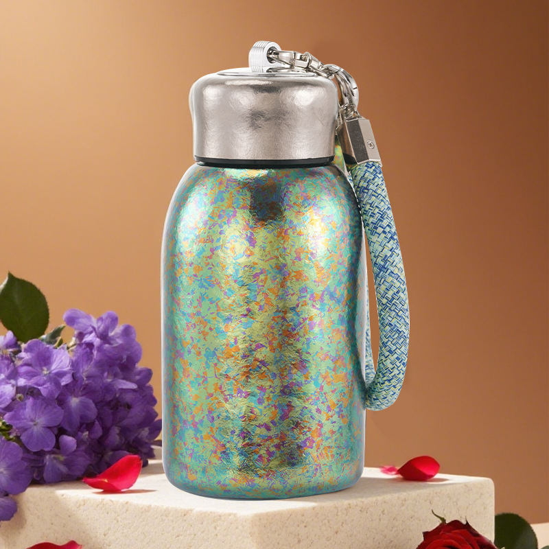 Taza de aislamiento de titanio puro de alto valor nominal de doble capa de titanio taza de bolsillo creativa taza de agua compacta y conveniente taza de negocios de alta calidad para hombres y mujeres