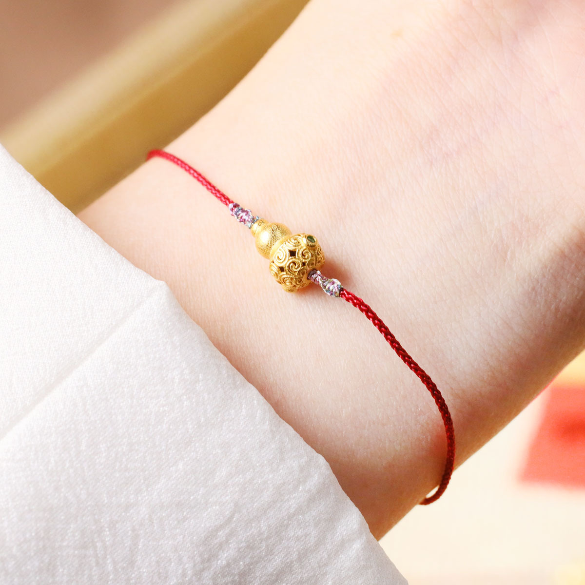 Benmingnian Red Rope Bracelet Women's Personalized Silver Gold Plated Gourd Handmade Woven Fortune Lucky Thin Hand Rope Holiday Gift