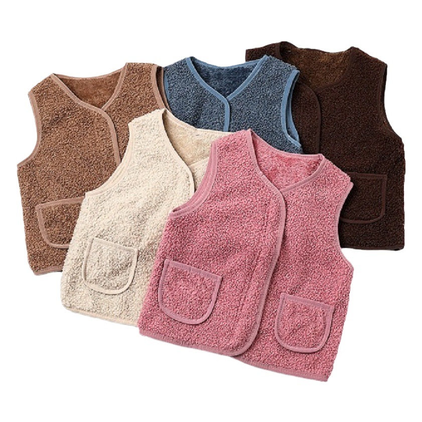 Spring, Autumn and Winter Kidsren's Cashmere Vests for Boys and Girls, Warm Vests for Babies, Category a Fleece-Lined Kidsren's Clothing