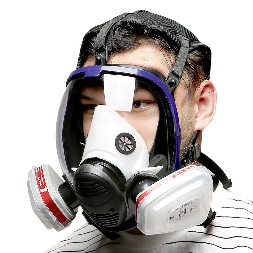 Máscara de gas de cara completa, esférica, con amplio campo de visión, de silicona, para pintura en aerosol, resistente a químicos, formaldehído, fuego, antivaho y antitóxicos