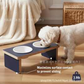 木质宠物喂食器木制猫狗碗架双碗食盆架宠物餐具小型犬猫宠物餐桌