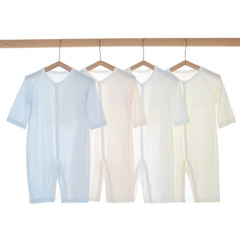 寶寶睡衣莫代爾連體衣薄款夏季春秋長袖無骨哈衣新生嬰兒空調爬服