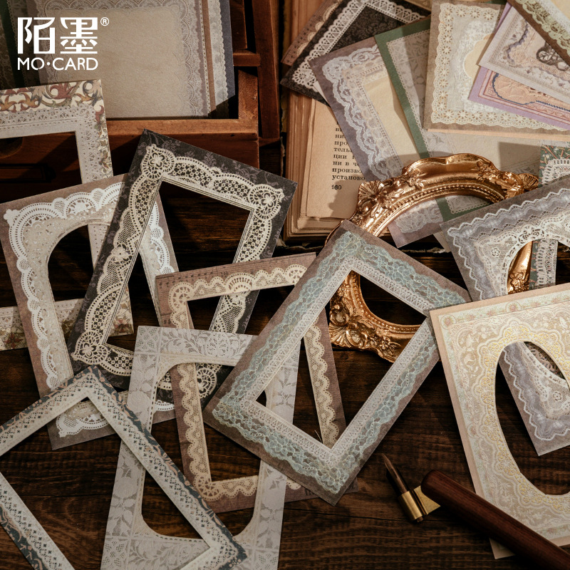MoMo Lace Material Paper | Lace Notebook Series | Vintage Lace Decorative Scrapbook Paper – 50 Sheets Per Pack