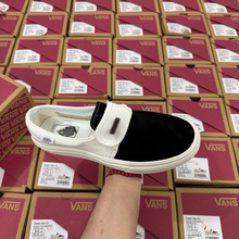 莆田FOG万斯帆布鞋情侣懒人一脚蹬滑板鞋男女高街黑白魔术贴板鞋