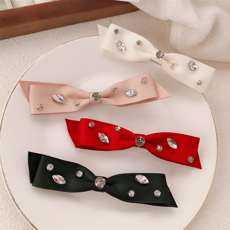 Nuevo super brillante diamante de diamante correa de arco abrazadera de cabello francesa temperamento alto franja lateral abrazadera de cabello rotura mujer