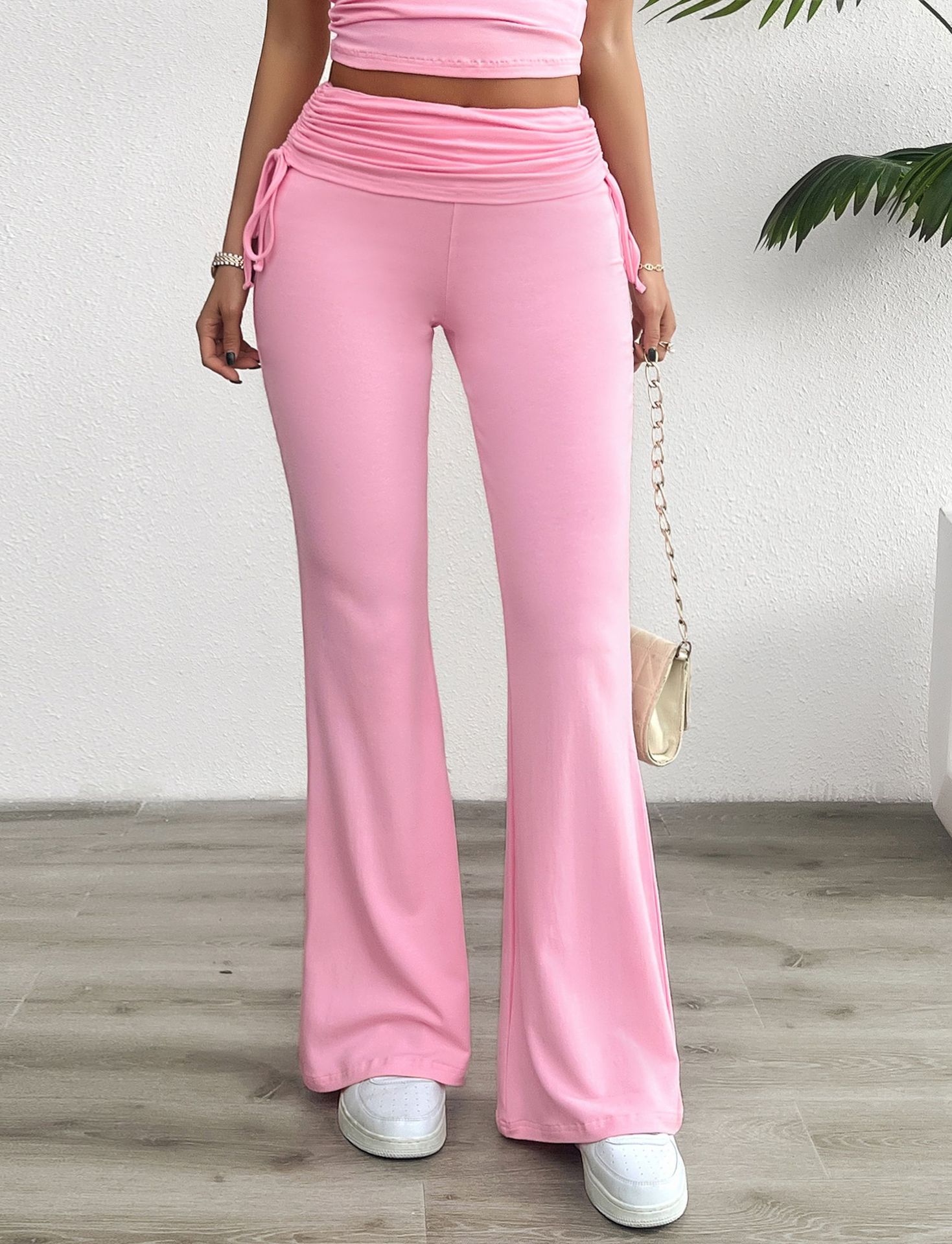Diyun estación independiente transfronteriza de comercio exterior de Europa y Estados Unidos ropa de mujer otoño e invierno 2025 cómodo ocio de color sólido delgado pantalones de pulpa image 6