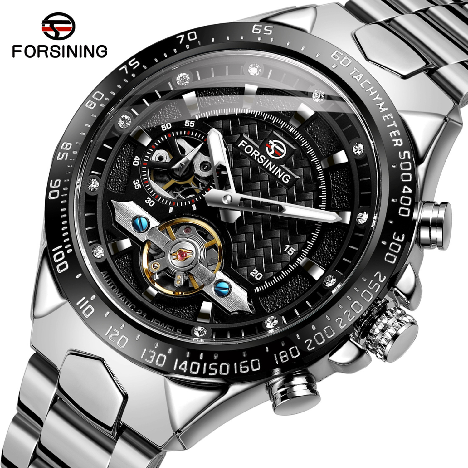 Forsining Fusini hombres de moda casual Tourbillon reloj mecánico automático reloj de hombre 8204