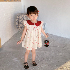 Girls Dress 2023 Summer Children's Summer Style Doll Collar Cotton Small Fresh Baby Baby Dress