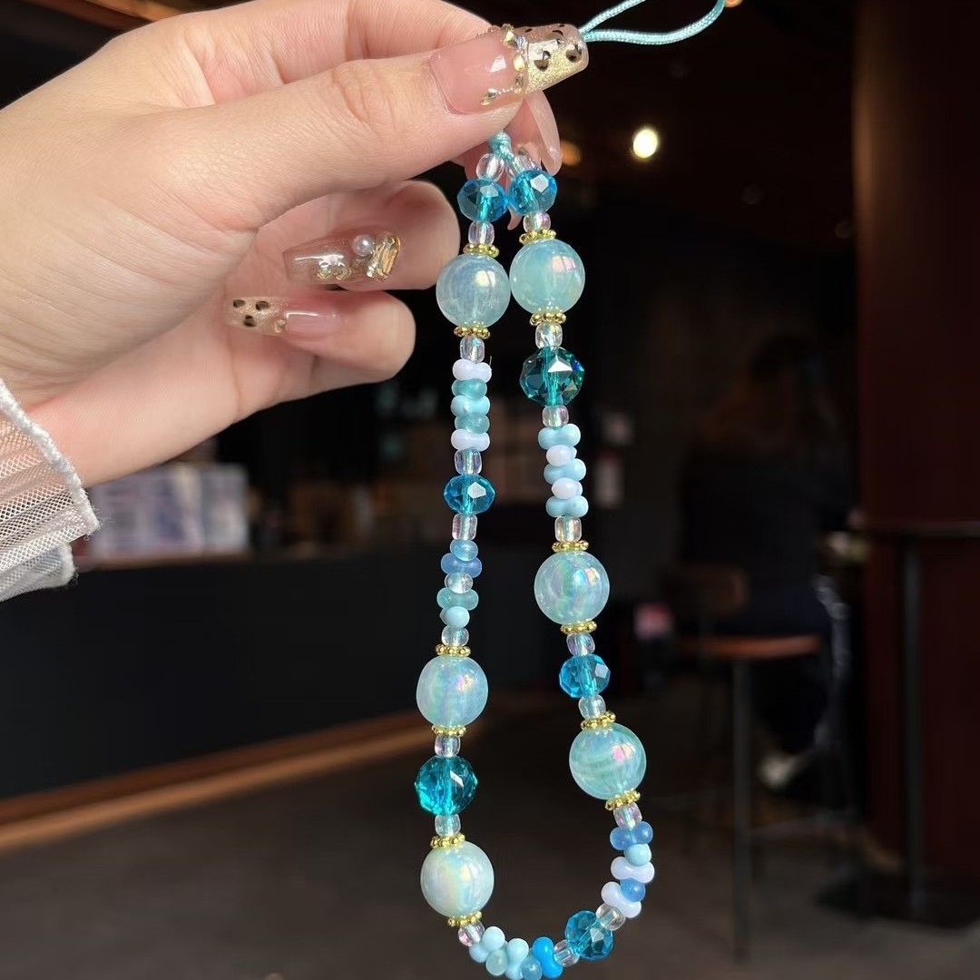 Color caramelo, cordón fresco para teléfono móvil, cadena al por mayor, cuentas, cuentas mixtas, bricolaje, colgante simple hecho a mano, cristal lindo