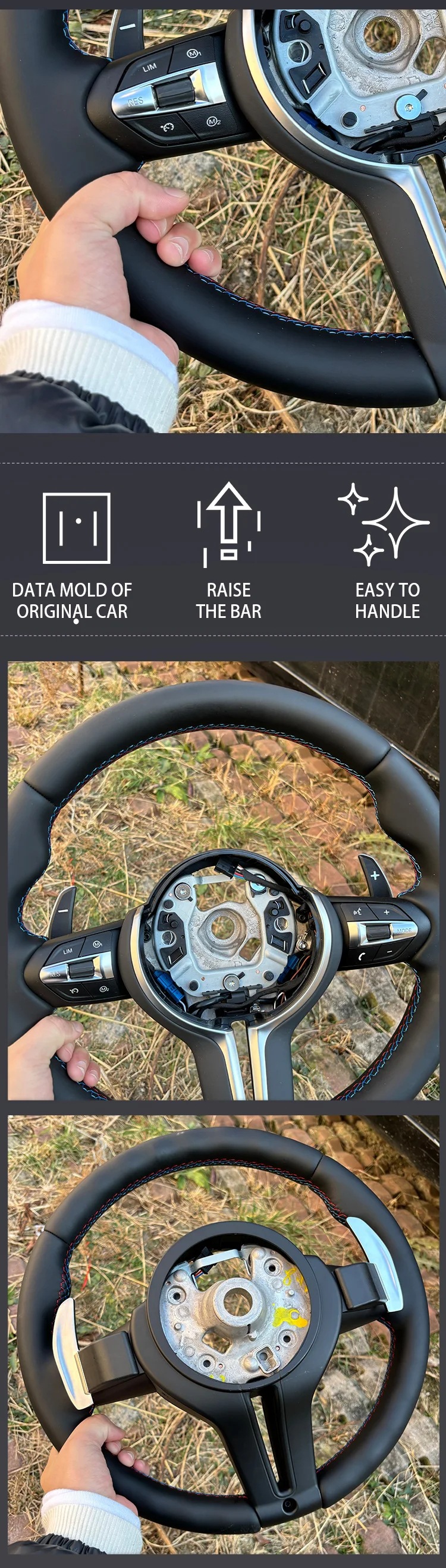 Genuine leather steering wheel suitable for BMW M5 M3 M2 M8 F10 F30 E90 E89 F12 F13 E92