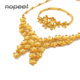 NOPEET Dubai 24K Gold Jewelry Set Indian Women Wedding Bridal Necklace Ring Earring Bracelet Four Piece Set