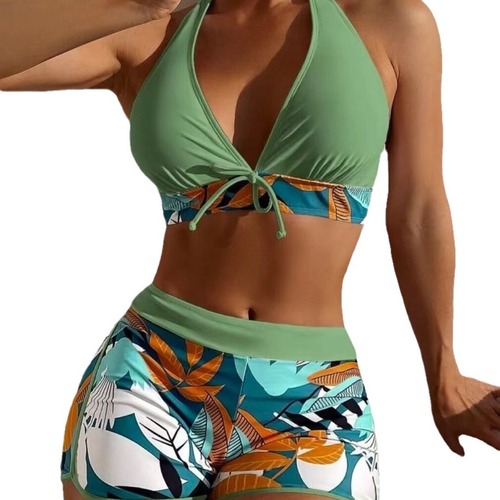 European and American style women's 2025 one-piece boxer bikini high-waisted swimsuit