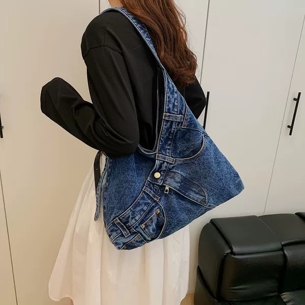 Denim Canvas Bag Women's Bag 2026 New Fashion Versatile Shoulder Bag Casual Tote Bag