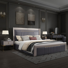 床輕奢現代簡約1.8米家用雙人床主臥經濟型軟包單人床1.5米實木床